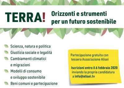 Terra! Orizzonti e strumenti per un futuro sostenibile. Alisei, al via il corso 2020