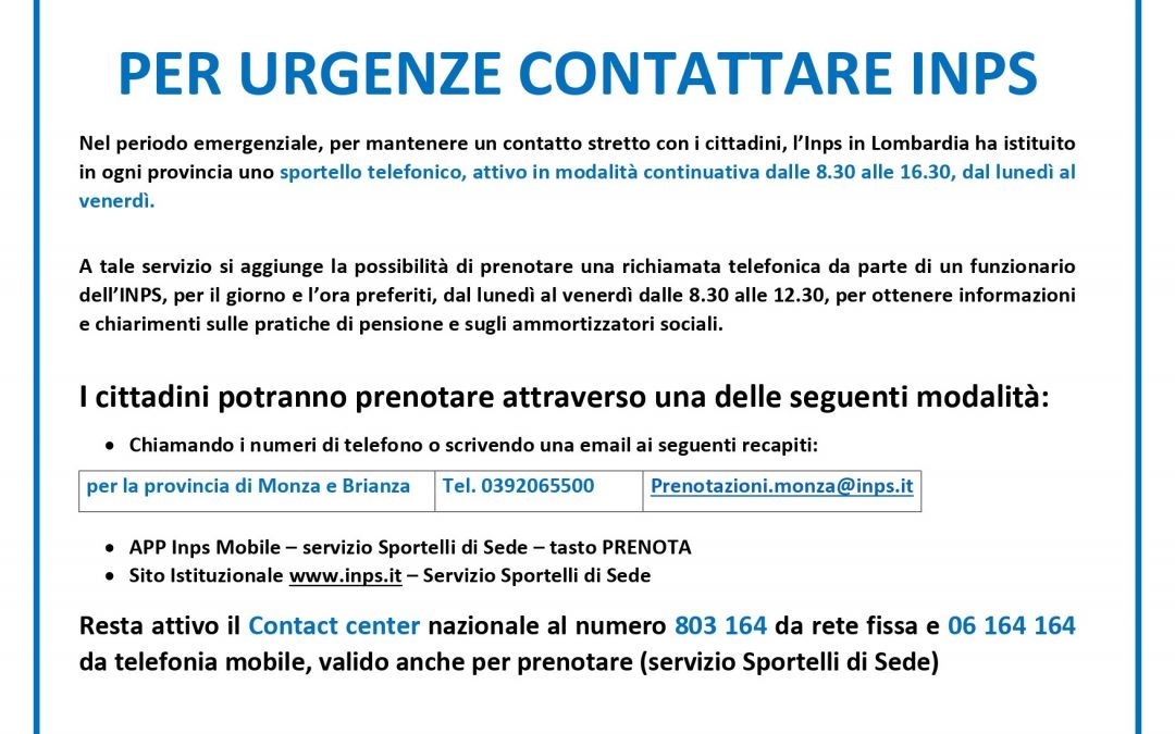 Informazioni utili per contattare l’INPS