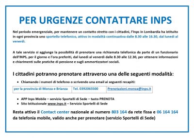 Informazioni utili per contattare l’INPS