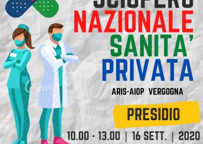 Sciopero generale della sanità privata il prossimo 16 settembre