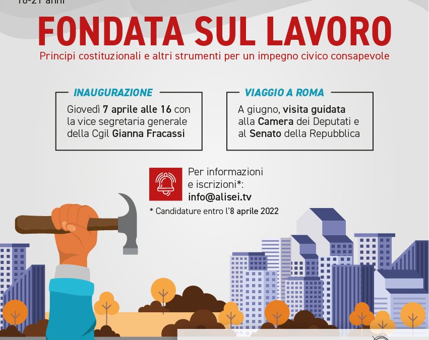 “Fondata sul lavoro”, al via l’ottava edizione della Scuola di Formazione Politica dell’Associazione Alisei