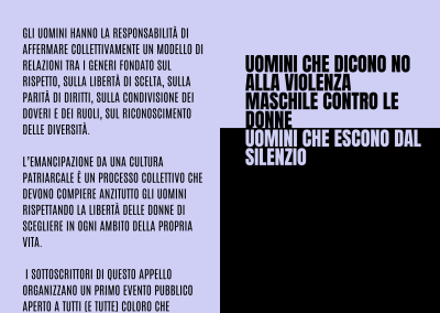 “Libere di scegliere”, l’iniziativa degli uomini contro la violenza di genere