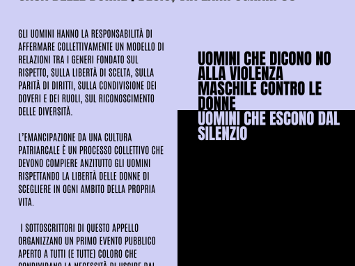 “Libere di scegliere”, l’iniziativa degli uomini contro la violenza di genere