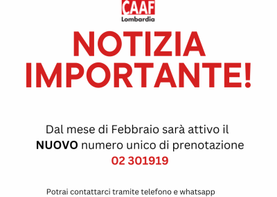 CAAF Cgil, ecco il nuovo numero unico di prenotazione