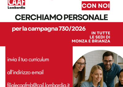Caaf Cgil Monza Brianza cerca personale per il 730/2026