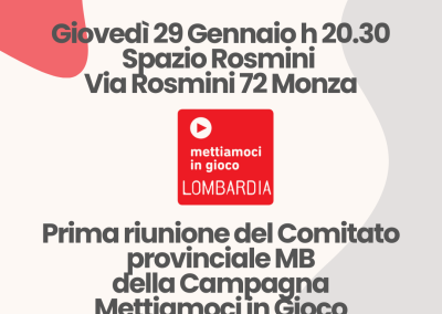 Prima riunione del Comitato provinciale della Campagna Mettiamoci in Gioco
