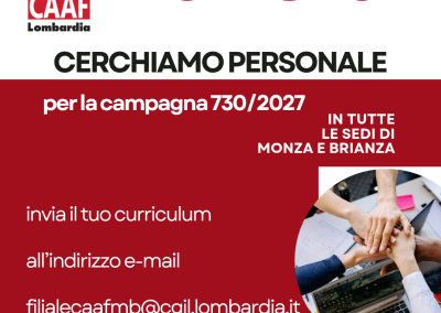 Caaf Cgil Monza Brianza cerca personale per il 730/2027